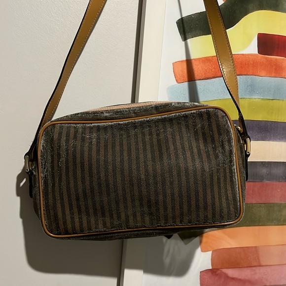 Vintage FENDI Pequin Stripe Canvas Crossbody Shoulder Bag! AUTHENTIC LUXURY - Picture 5 of 17